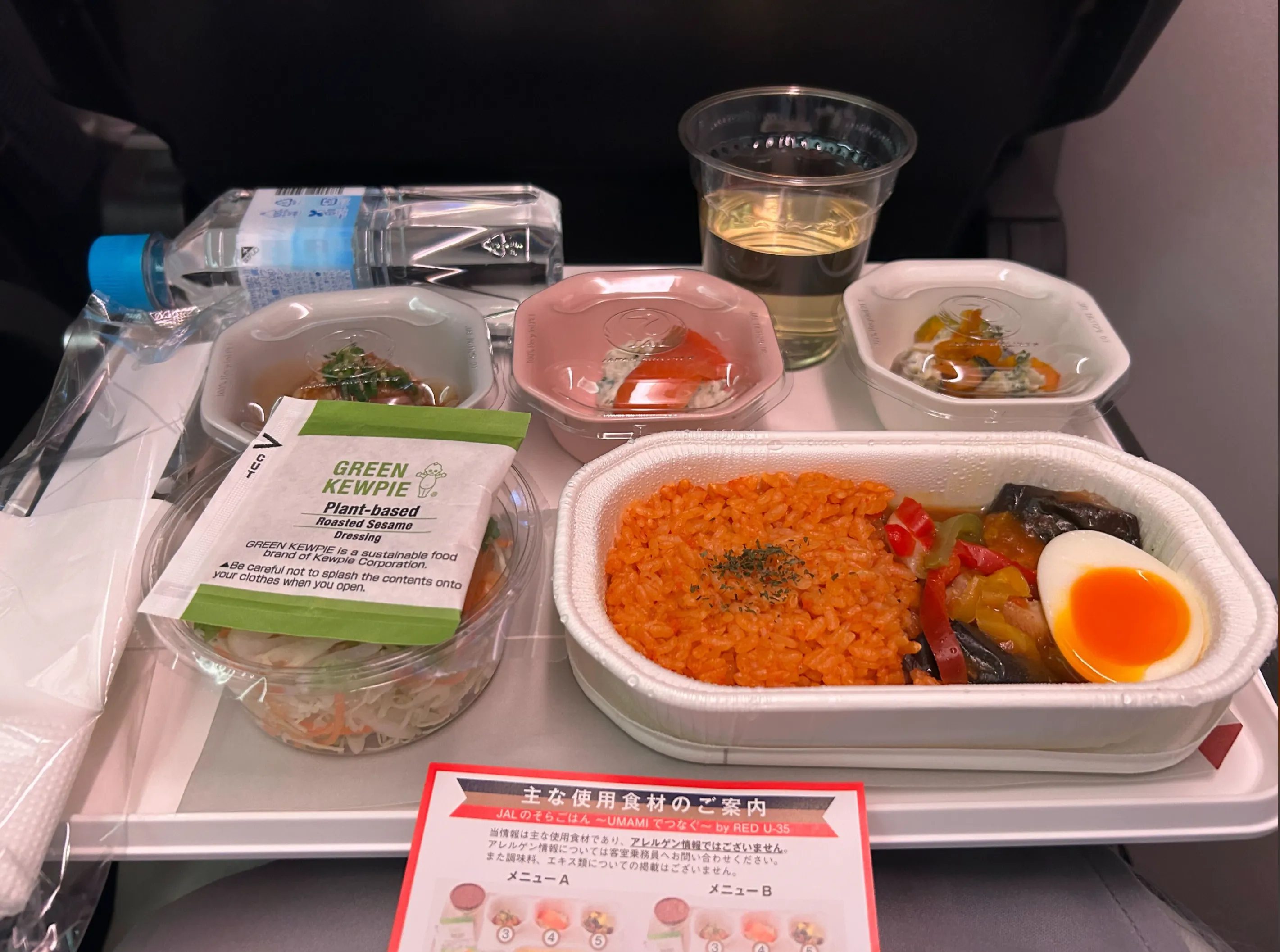 行きの飛行機での機内食