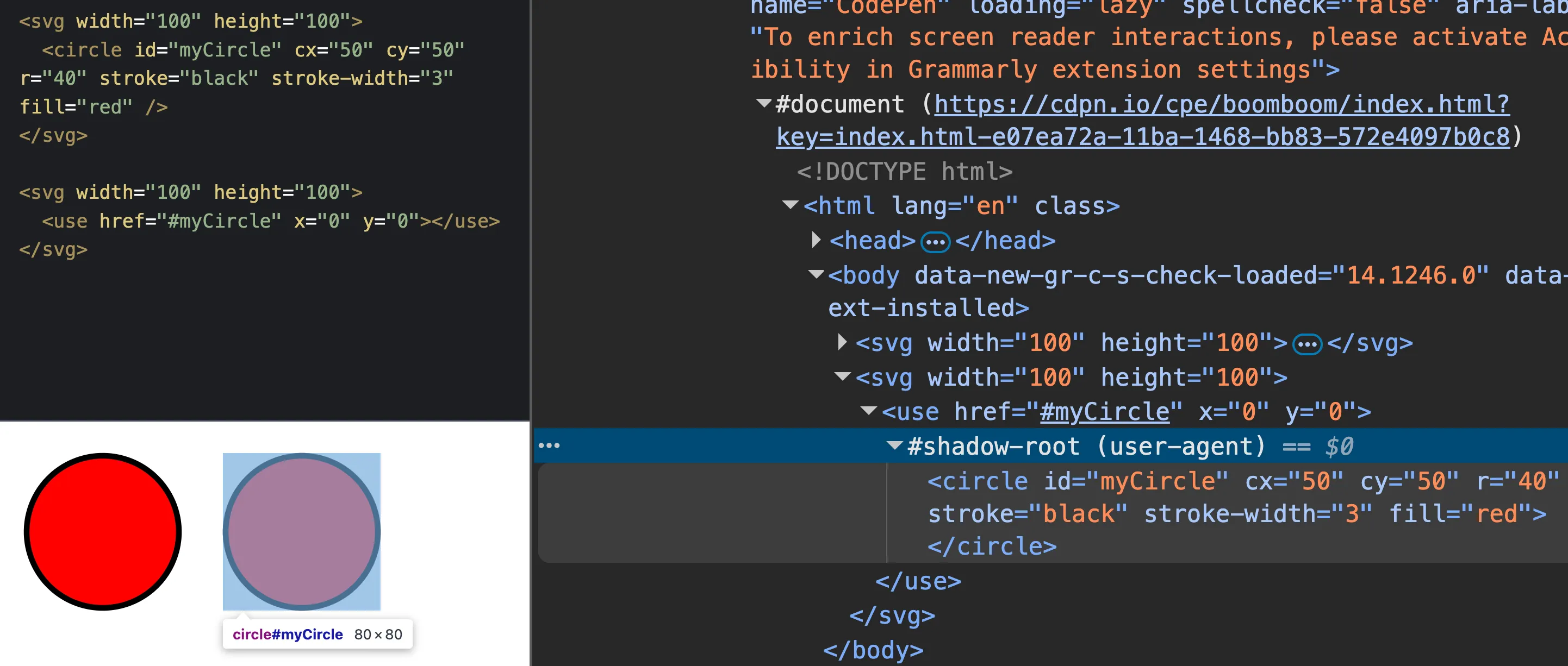 use タグを用いて SVG をクローンした時に用いられる Shadow DOM